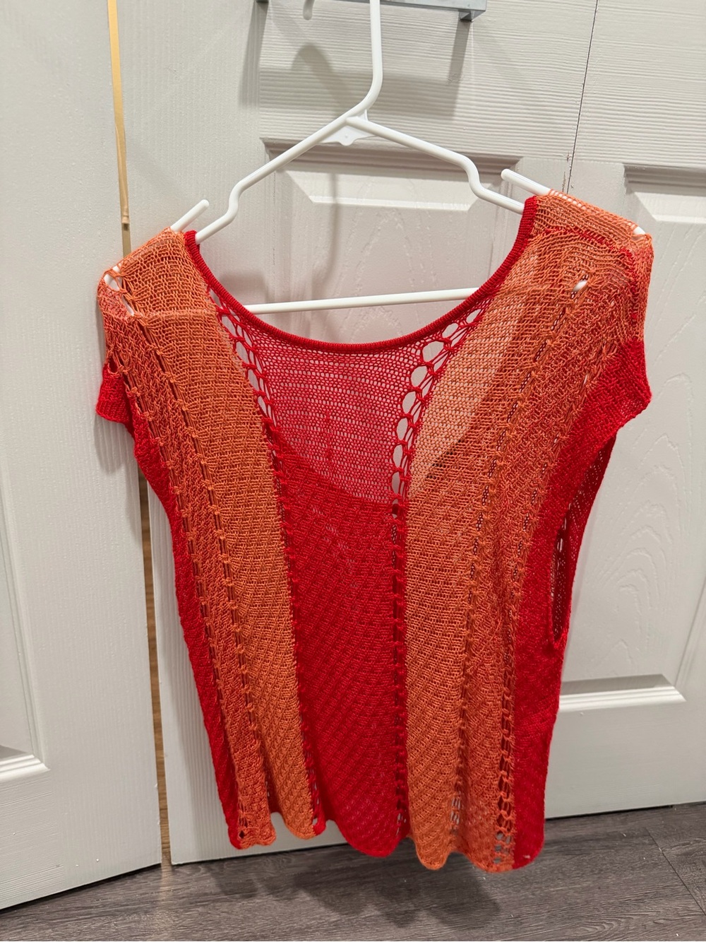 Zara Red and Orange Crochet Swim Cover-Up